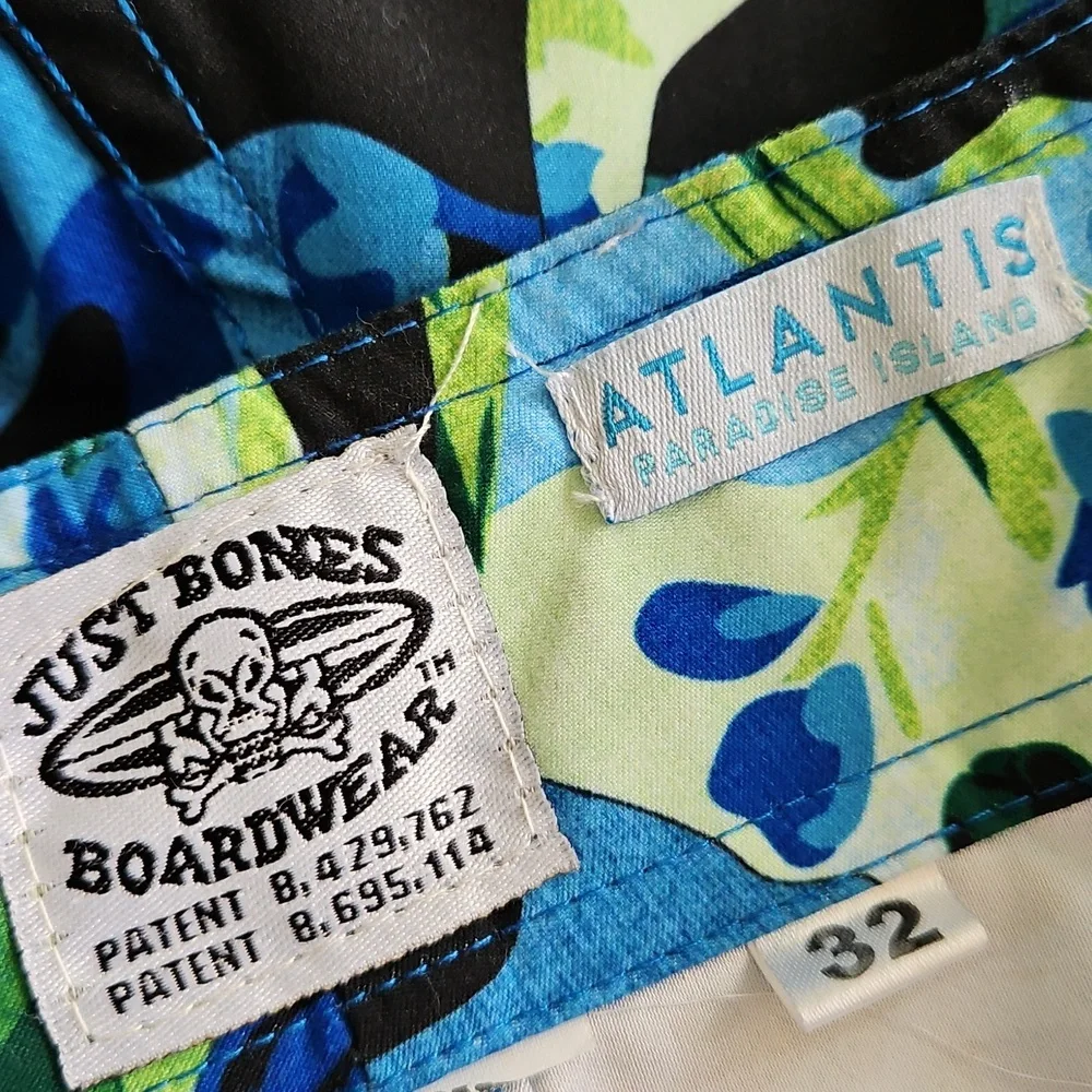 Just‎ Bones Boardwear Tropical Print Board Shorts Size 32